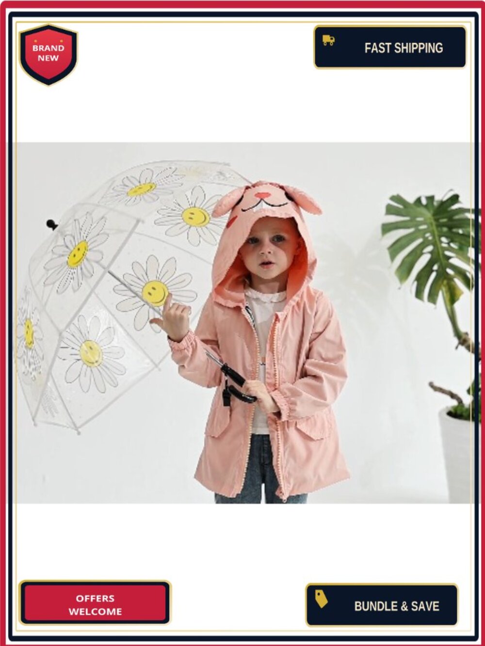 Toddler Boy Girl Duck Raincoat Cute Cartoon Hooded Zip Coat - Picture 5 of 6